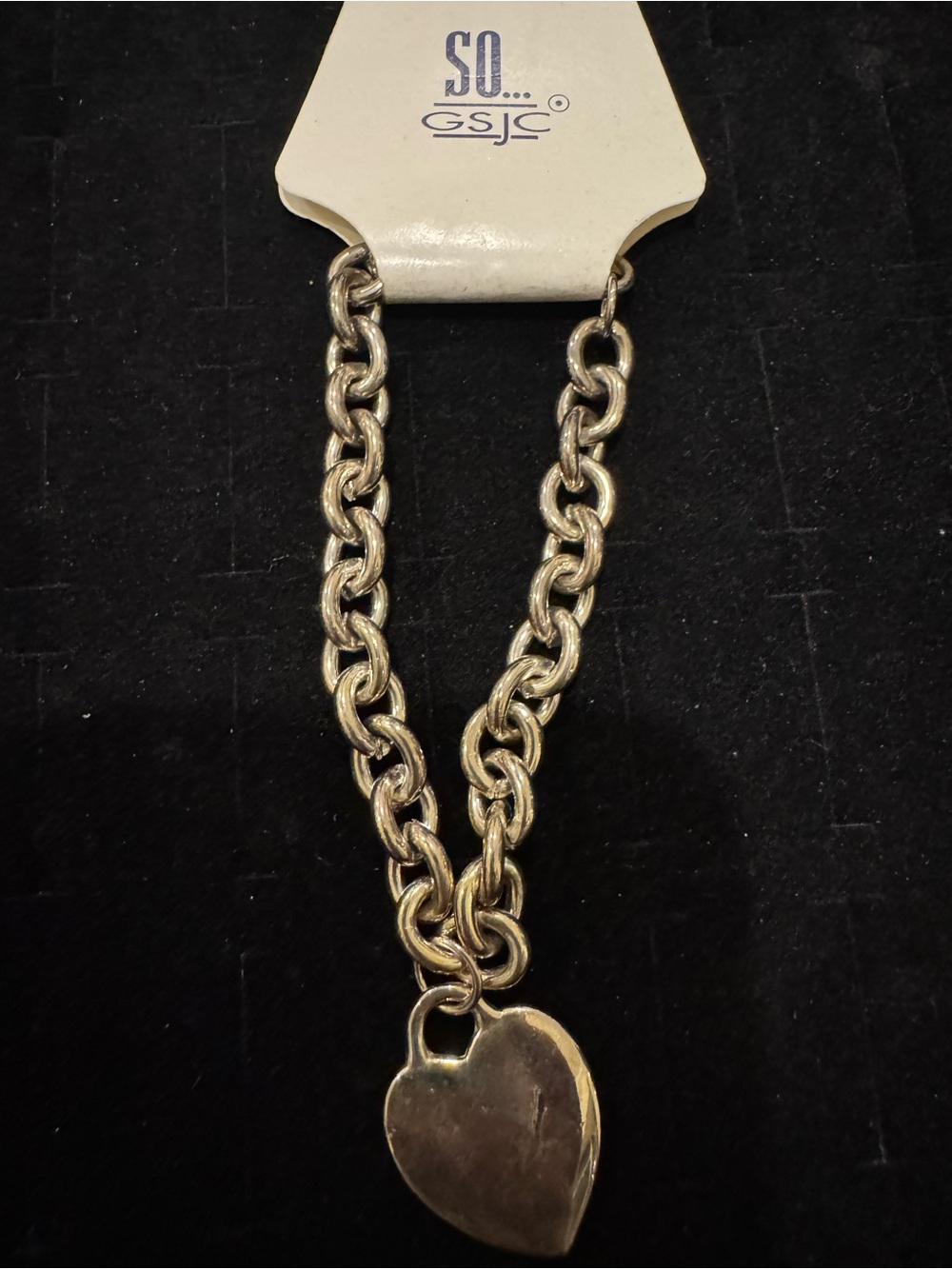 SO GSJC Silver Tone Chunky Chain Heart Charm Bracelet Made in Korea - Picture 2 of 3